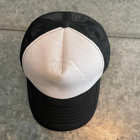 Black White Trucker Snapback Hat Cap Plain Blank Magic Headwear 90s Retro - Picture 2 of 10
